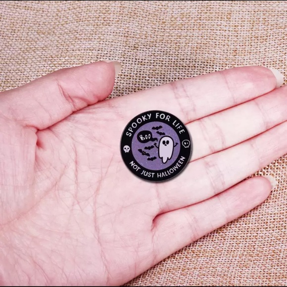 Spooky for Life Not Just Halloween Lapel Pin goth - Picture 7 of 10